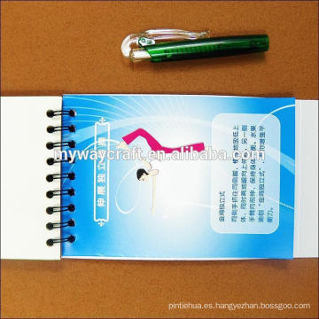 Eco-friendly pp-cover espiral enrollado cuaderno con la pluma